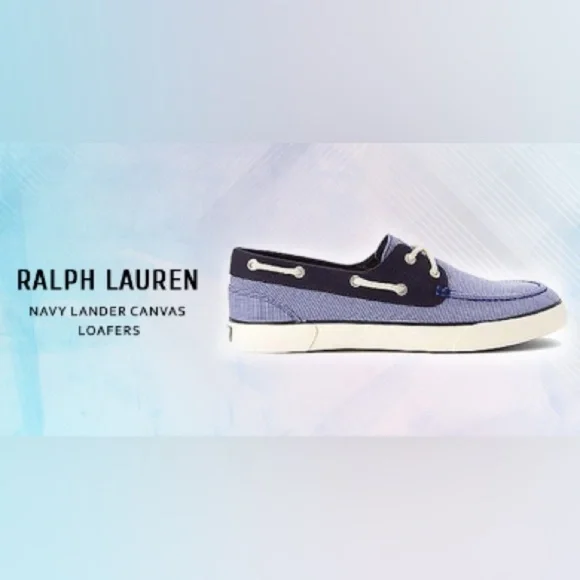 Polo Ralph Lauren Men's Lander Boat Shoes - Blue/Off White 10.5 - Picture 7 of 7